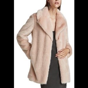 Zara Nude Pink Faux Fur Coat Jacket